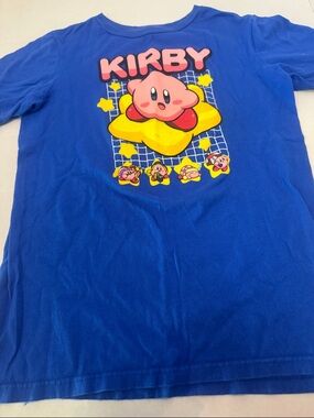 Nintendo Kirby Blue Tee with Pink and Yellow Graphic